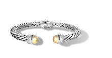 Load image into Gallery viewer, CLASSIC CABLE CROSS OVER BRACELET GOLD CAP /DIAMONDS IN SILVER AND GOLD
