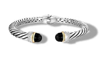 Load image into Gallery viewer, CLASSIC CABLE CROSS OVER BRACELET SILVER/GOLD/ONYX/DIAMONDS
