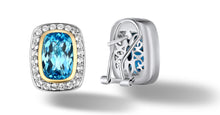 Load image into Gallery viewer, EARRINGS SILVER & GOLD WITH BLUE TOPAZ