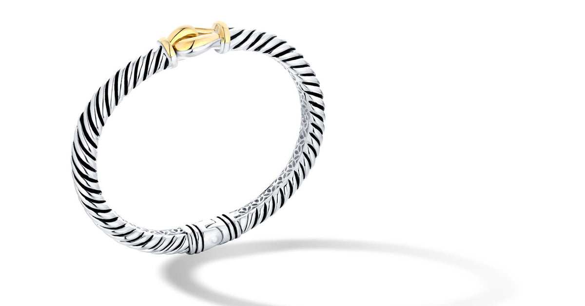 Classic Cable Buckle Bracelet in Silver and 14K Gold | Gir
