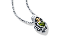 CLASSIC CABLE NECKLACE WITH PERIDOT IN SILVER AND GOLD