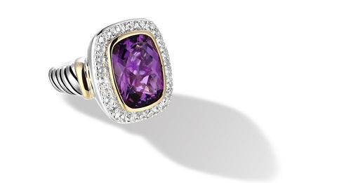  RING IN SILVER & GOLD WITH AMETHYST 