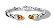 Load image into Gallery viewer, CLASSIC CABLE CROSSOVER BRACELET CITRINE / DIAMONDS IN SILVER/GOLD- Gir Collection