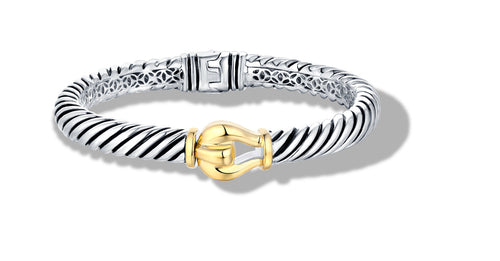 CLASSIC CABLE BUCKLE BRACELET IN SILVER & GOLD 