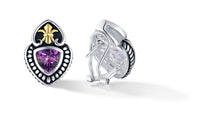 Load image into Gallery viewer, FLEUR DE LIS EARRING AMETHYST - Gir Collection
