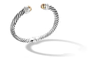 Load image into Gallery viewer, CLASSIC CABLE CROSS OVER BRACELET GOLD CAP /DIAMONDS IN SILVER AND GOLD