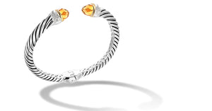 CLSSIC CABLE CROSSOVER BRACELET CITRINE / DIAMONDS IN SILVER/GOLD