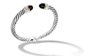 Load image into Gallery viewer, CLASSIC CABLE CROSS OVER BRACELET SILVER/GOLD/ONYX/DIAMONDS