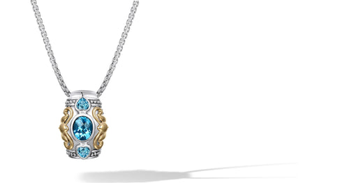 Janki Necklace with Blue Topaz in Silver and 14K Gold