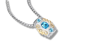 Janki Necklace with Blue Topaz in Silver and 14K Gold