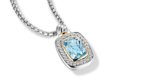 NECKLACE IN SILVER & GOLD WITH BLUE TOPAZ - 