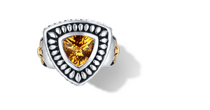 CLASSIC CABLE RING WITH CITRINE IN SILVER & GOLD