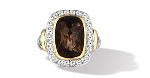 RING IN SILVER 7 GOLD WITH SMOKEY TOPAZ -