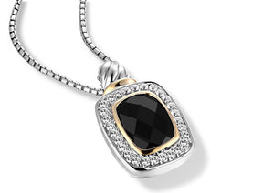  NECKLACE IN SILVER & GOLD WITH BLACKONYX 